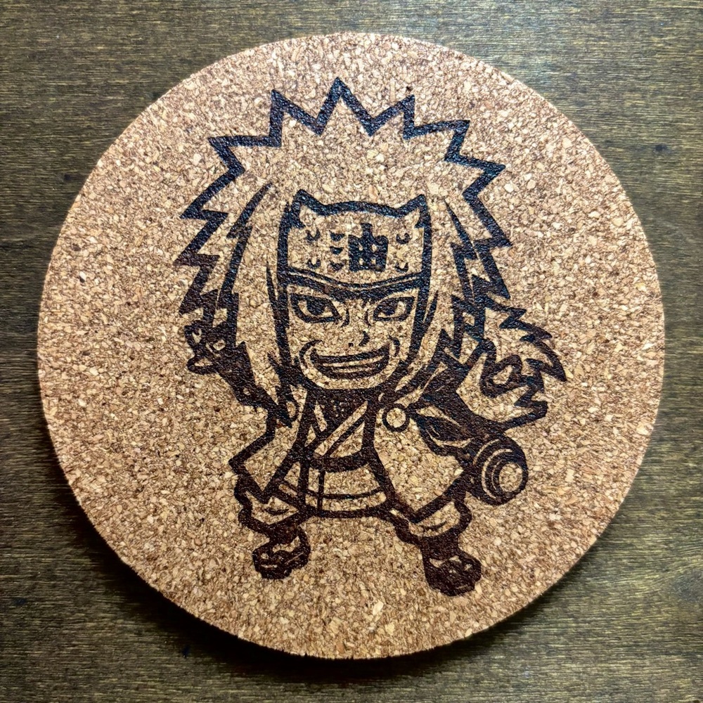 Naruto Jiraiya Chibi Style Laser Engraved Cork Coaster